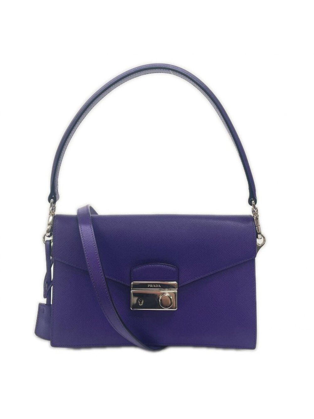 Prada Saffiano Handbag Leather Purple